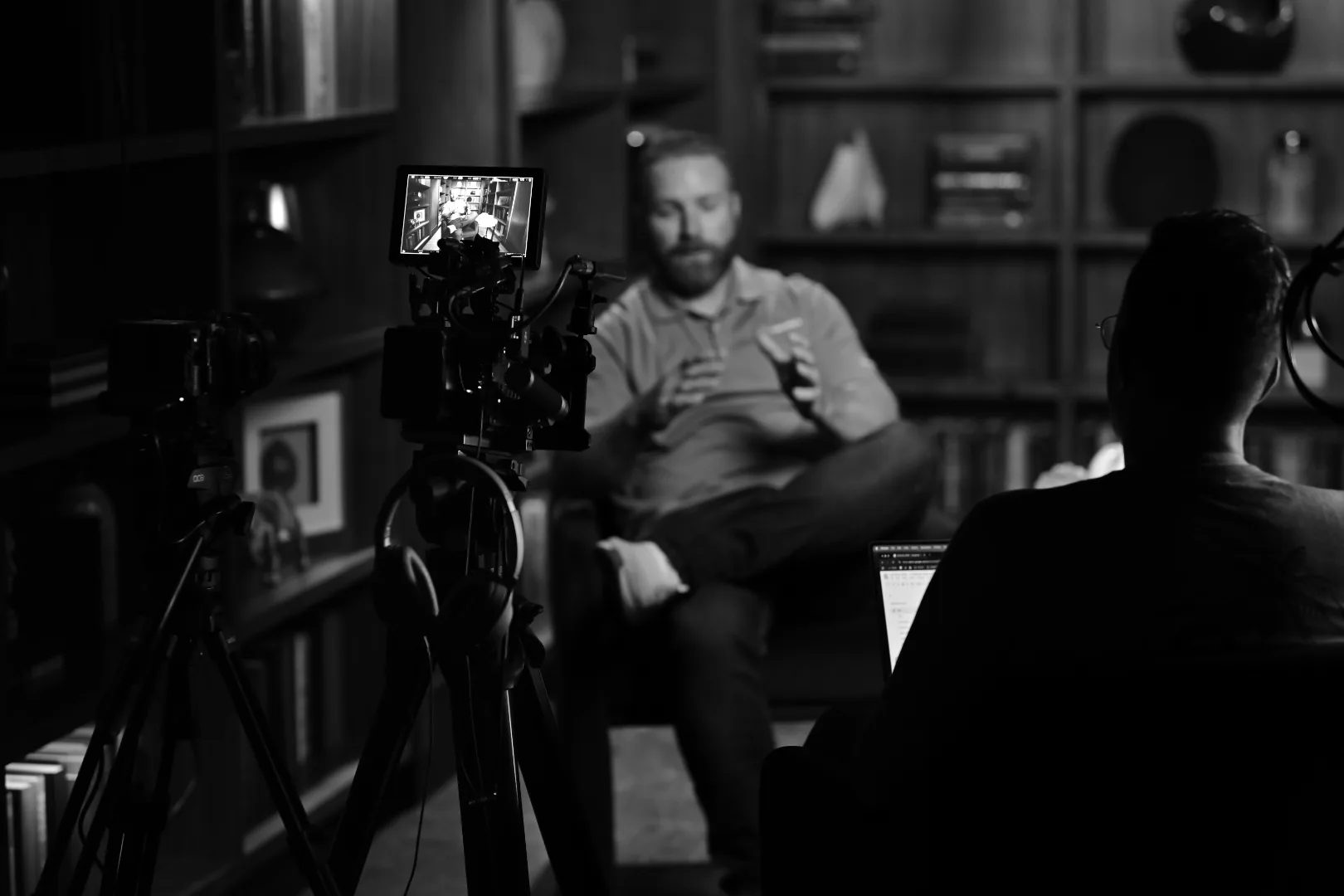 Interview production setup photographed by Steele Rutherford